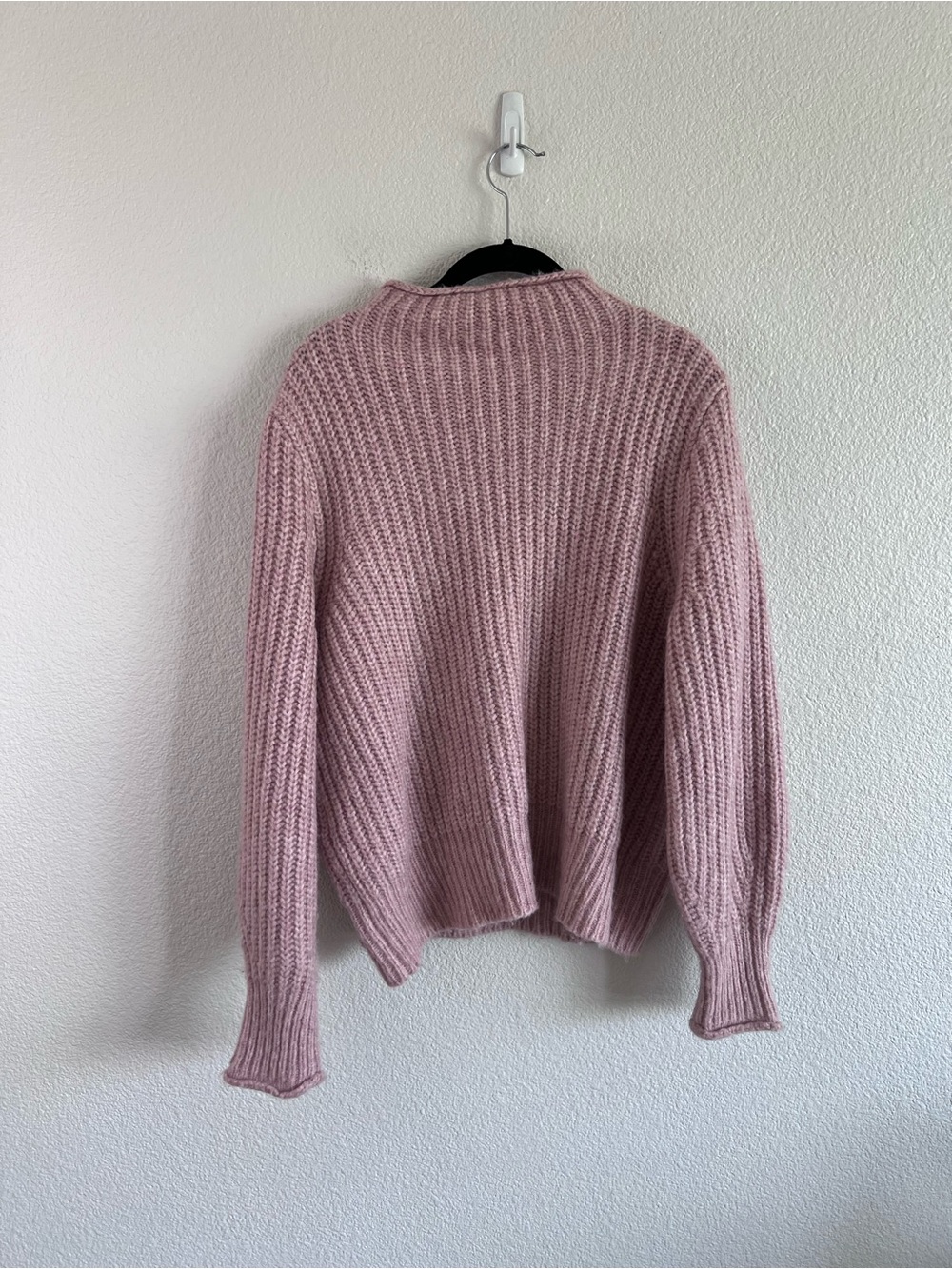 Madewell Women's Loretto Mockneck Wool Blend Sweater Blush Pink Wool Cozy - Picture 4 of 7